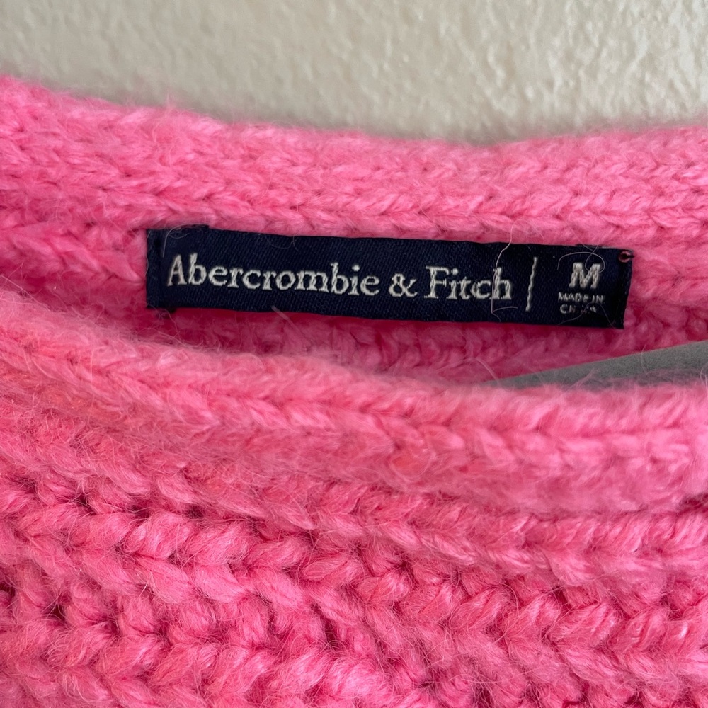 A&F Hot Pink Knitted Off-the-shoulder Sweater - Picture 2 of 3